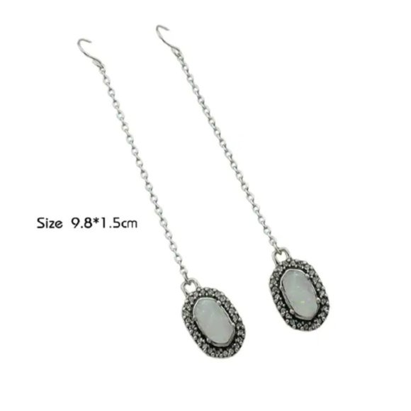 ALEXIS White Gemstone Drop Earrings - Picture 2 of 4